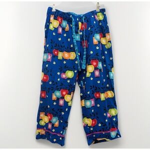 Nick & Nora M Pajama Pants Capri Lantern Blue 100% Cotton Lightweight PJ